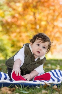 Baby in Central Park in fall