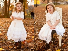 Blonde girl in autumn Central Park - diptych