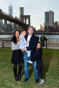 Family portrait with NYC skyline