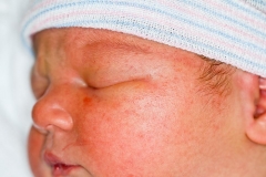 Closeup of newborn in hospital